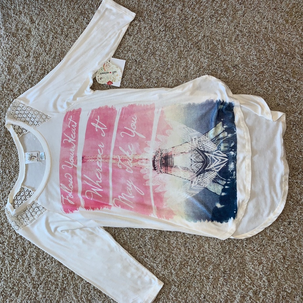 Flowy Long Sleeve Top With an Inspirational Quote